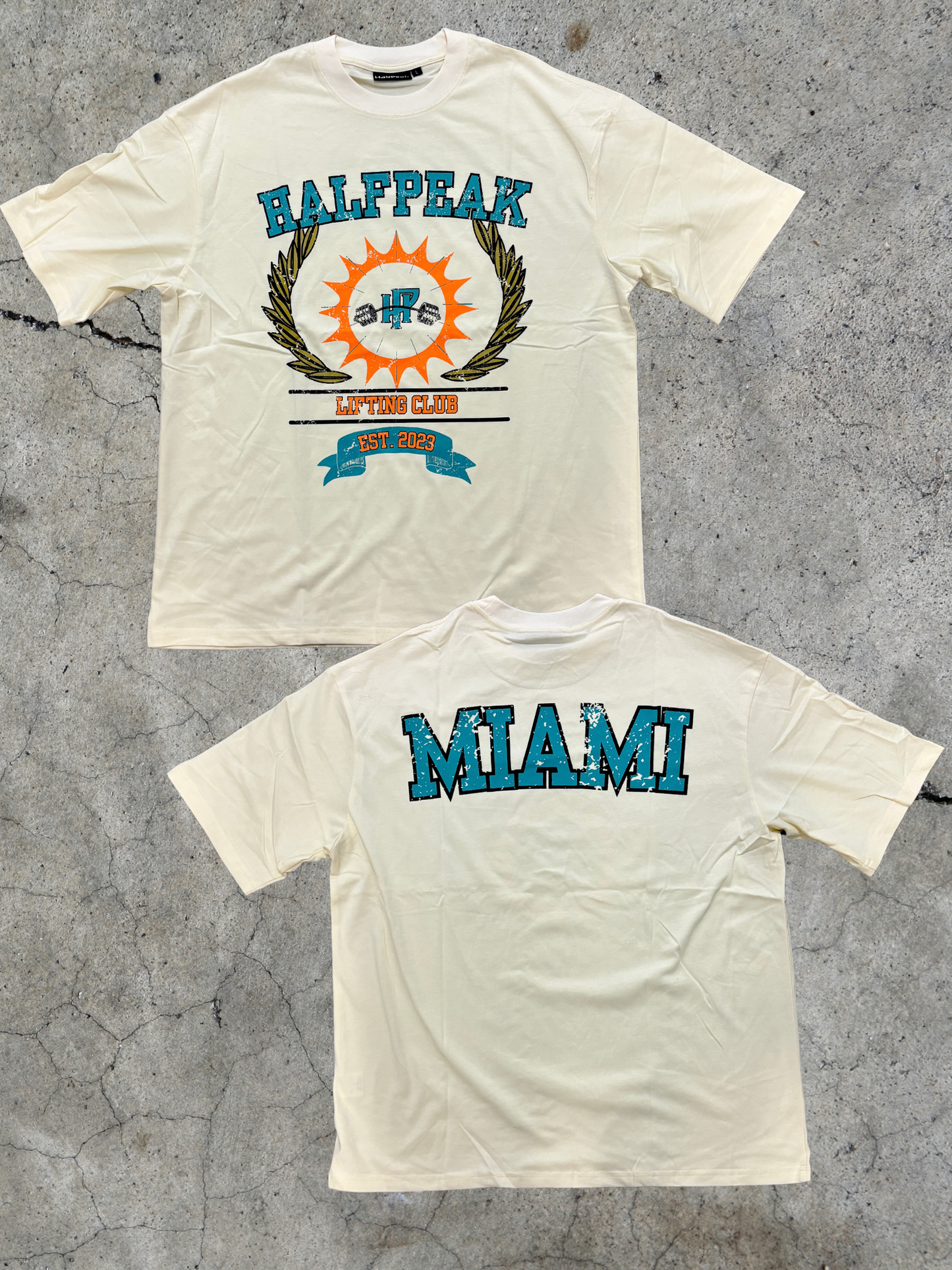 HalfPeak Lifting Club Oversized Vintage Miami Tee